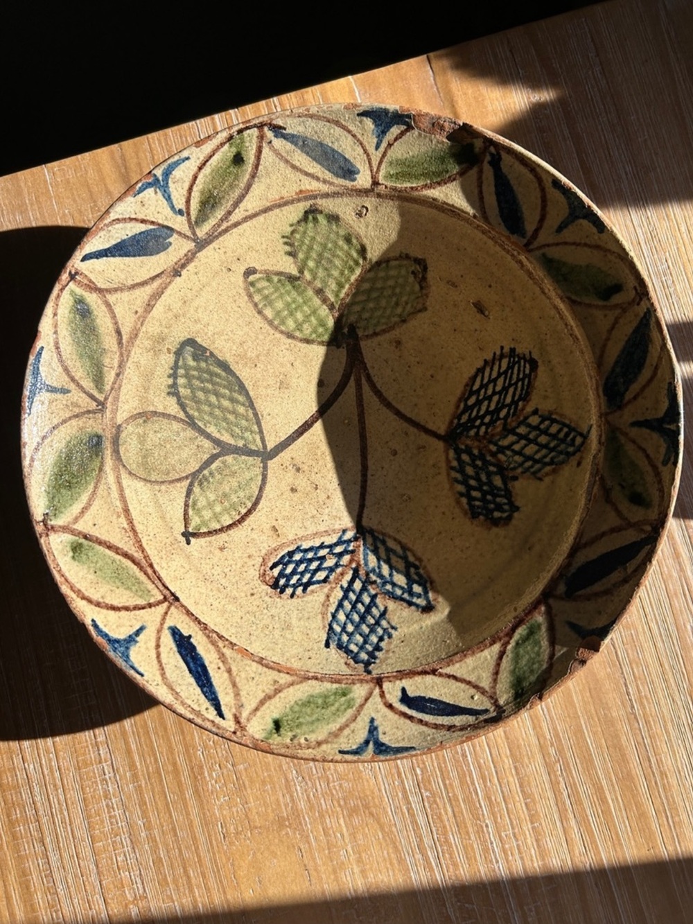 Large Antique Swat Valley Pottery Bowl, Rustic Islamic Style, 1920s-40s